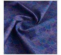NAKAN 100% Tela de Algodón Degradado Japonés Estampado de Escamas de Pescado Sirena Escamas Tela Decorativa Geométrica para Coser Manualidades, Ropa, 130cm Ancho(Size:1m,Color:Azul púrpura)