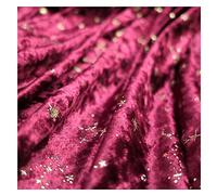 NAKAN 155x100cm Elástico Tela de Terciopelo Suave con Estampado De Estrellas Y Luna para Manualidades, Vestuario, Decoración, Telón de Fondo de Fotos(Color:Rojo,Size:2m)