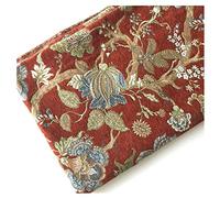 NAKAN Tela de Chenilla de Peso Pesado Tela de Tapicería de Muebles de Patrón Floral Tradicional 150cm de Ancho para Sofá, Cortina, Cubierta de Asientos de Silla(Color:Rojo)