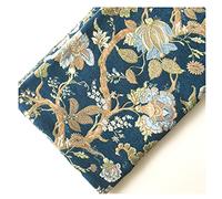 NAKAN Tela de Chenilla de Peso Pesado Tela de Tapicería de Muebles de Patrón Floral Tradicional 150cm de Ancho para Sofá, Cortina, Cubierta de Asientos de Silla(Color:Azul)