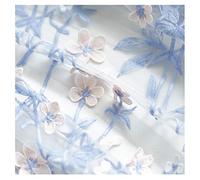NAKAN Tela de Encaje Azul Tela Floral Bordada Flor Material de Malla De Tul para Manualidades De Bricolaje De Decoración De Fiesta de Vestido De Boda Nupcial, 150cm Ancho(Size:1m)