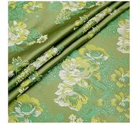 NAKAN Tela de Satén con Brocado de Flores Bordadas 75cm Ancho Seda Sintética Sedosa para Tapicería Disfraces, Manualidades, Decoración, Acolchado De Hojas(Size:2m,Color:Verde)