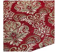 NAKAN Tela de Tapicería de Terciopelo de Chenilla por Metro Patrón Floral Vintage 145x100cm para Sofá, Silla, Manualidades de Bricolaje, Cortinas, Cojín(Color:Rojo)