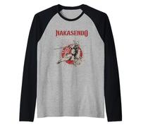 Nakasendo Samurai Trail Japón Guerrero Edo Período Caminante Camiseta Manga Raglan