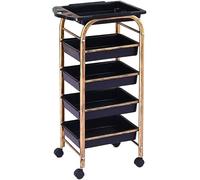 NAKEAH Carro Dorado for peluquería con Ruedas giratorias de 4 cajones, carros de Herramientas de Almacenamiento de peluquería Estilista for Oficina y hogar (Color : Classic Wheel)