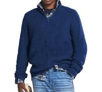 NAKEAH Suéter informal con cremallera para hombre de cachemira para negocios, suéter de hombre con cremallera suelta y cuello alto, suéter con cremallera 1/4 (5XL, azul oscuro), azul oscuro