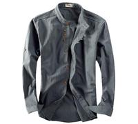 NAKEAH Soulona - Camisa de lino japonés Katana Premium para hombre, estilo japonés, gris oscuro, XL