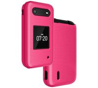 Nakedcellphone Case for Nokia 2760 2780 Flip Phone, Slim Hard Shell Protector Cover with Grid Texture for Tracfone N139DL, TA-1398, TA-1451, TA-1420 - Bright Hot Pink