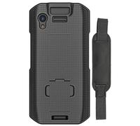 Nakedcellphone - Funda + correa de mano para escáner de computadora móvil Zebra TC21 TC26, funda protectora rígida delgada texturizada con función atril - Negro