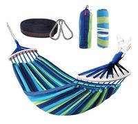 Nakeey Hamacas Dobles, Hamacas Colgantes Jardin al Aire Libre Cama Portátil de Lona con Cuerdas para Acampar Capacidad de 300kg, para Jardín Patio Trasero Playa Mochileros,280 x 150 cm,Azul