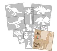 NAKLEO 14 plantillas de plástico reutilizables - Dinozaurio Reptil Prehistoria - 29x31cm a 9,5x15cm - patrón diseño niños pintura decoración habitación - artesanía DIY bricolaje muebles pared
