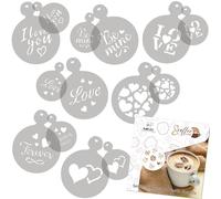 NAKLEO 14 uds. Plantillas Reutilizables por Decoración de Café y Galletas (14 uds.) - 7x7cm and 11x11cm - Amor San Valentín - Bizcochos Galletitas Pastelas Tartas Tortas Plástico Cocina Horneado