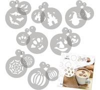 NAKLEO 14 uds. Plantillas Reutilizables por Decoración de Café y Galletas (14 uds.) - 7x7cm and 11x11cm - Halloween Fantasma - Bizcochos Galletitas Pastelas Tartas Tortas Plástico BRICOLAJE Cocina