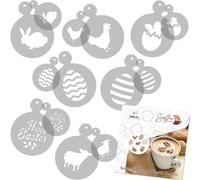 NAKLEO 14 uds. Plantillas Reutilizables por Decoración de Café y Galletas (14 uds.) - 7x7cm and 11x11cm - Pascua Conejito Cesta - Bizcochos Galletitas Pastelas Tartas Tortas Plástico BRICOLAJE Cocina