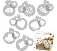 NAKLEO 14 uds. Plantillas Reutilizables por Decoración de Café y Galletas (14 uds.) - 7x7cm and 11x11cm - Tarjeta Juegos Dados - Bizcochos Galletitas Pastelas Tartas Tortas Plástico BRICOLAJE Cocina