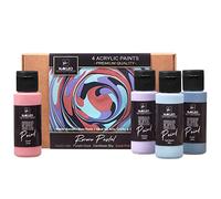 Nakleo Acrylic Stencil Paints Set - 4 Colors (60ml, 2oz) - Rococo Pastel - Azul Púrpura Rosa - Materiales artísticos Bricolaje - No Tóxico A Base de Agua Mate Pared Madera Lienzo Papel Tela