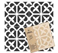 NAKLEO Avola Tile Plantilla de plástico reutilizable - 15x15cm - Morisco Floral Español - Geométrico marroquí - Adoquín Bloque Concreto Piso Pared Pintura Plantilla Madera