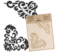 NAKLEO DIY Reutilizable Plástico Plantilla - 30x42cm - Esquinas Bordes Ornamentos - Arte Artesanía Muro Pintar Patrón Modelo Scrapbooking Decoupage - Tejido Muebles Madera