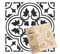 NAKLEO Gozo Tile Plantilla de plástico reutilizable - 10x10cm - Morisco Floral Español - Geométrico marroquí - Adoquín Bloque Concreto Piso Pared Pintura Plantilla Madera