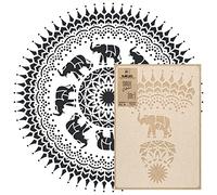 NAKLEO Mandala Pintura Plantilla Grande - Diámetro 130 cm - Elefante Círculo Geométrico Adorno - Plantilla de Plástico Reutilizable para Paredes