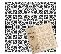 NAKLEO Moro Tile Plantilla de plástico reutilizable - 10x10cm - Morisco Floral Español - Geométrico marroquí - Adoquín Bloque Concreto Piso Pared Pintura Plantilla Madera