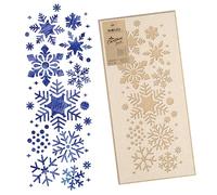 NAKLEO Navidad Nieve Artificial Ventana Decoración Reutilizable Plástico Plantilla - 45x95cm - Frontera De Copos De Nieve Chucherías 3 - Falso Spray Gran Xmas Vacaciones Modelo Pintar