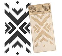 NAKLEO Plantilla de Borde para Pintura 21x45cm, Azteca Ornamento Patrón, Stencil Plástico y Reutilizable de Dibujo, DIY Artesanía Manualidades Casa Decoración, Pared Madera Tejido Muebles