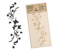 NAKLEO Plantilla de Borde para Pintura 21x45cm, Flor Mariposa Patrón, Stencil Plástico y Reutilizable de Dibujo, DIY Artesanía Manualidades Casa Decoración, Pared Madera Tejido Muebles