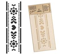 NAKLEO Plantilla de Borde para Pintura 21x45cm, Folklore Flor Polaco Patrón, Stencil Plástico y Reutilizable de Dibujo, DIY Artesanía Manualidades Casa Decoración, Pared Madera Tejido Muebles