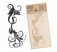 NAKLEO Plantilla de Borde para Pintura 21x45cm, Remolino Ornamento Floral Patrón, Stencil Plástico y Reutilizable de Dibujo, DIY Artesanía Manualidades Casa Decoración, Pared Madera Tejido Muebles