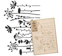 NAKLEO Plantilla de Flores para Pintar Paredes Grandes 59x95cm, Prado Flor Naturaleza Patrón Plástico y Reutilizable, Stencil Manualidades DIY Artesanía Casa Decoración, Piso Madera Tejido Muebles
