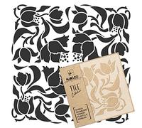 NAKLEO Plantilla de plástico reutilizable para azulejos - 20x20cm - Art Nouveau Deco Flor 4 - Marroquí Geométrico - Paver Bloque Hormigón Suelo Pared Pintura Plantilla Madera