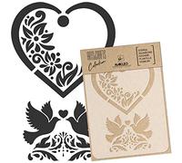 NAKLEO Plantilla para Pintar Manualidades A5 15x21cm, Boda Invitación Amor Patrón, Stencil Plástico y Reutilizable de Dibujo, DIY Artesanía Scrapbooking Decoración, Pared Madera Tejido Muebles