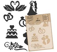 NAKLEO Plantilla para Pintar Manualidades A5 15x21cm, Boda Invitación Amor Patrón, Stencil Plástico y Reutilizable de Dibujo, DIY Artesanía Scrapbooking Decoración, Pared Madera Tejido Muebles