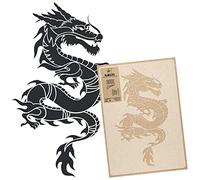 NAKLEO Plantilla para Pintar Paredes Grandes 43x64cm, Chino Dragón Oriental Patrón Plástico y Reutilizable, Stencil Manualidades DIY Artesanía Casa Decoración, Piso Madera Tejido Muebles