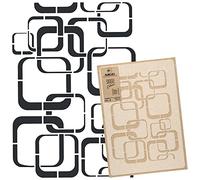 NAKLEO Plantilla para Pintar Paredes Grandes 43x64cm, Geométrico Redondeado Cuadrado Patrón Plástico y Reutilizable, Stencil Manualidades DIY Artesanía Casa Decoración, Piso Madera Tejido Muebles