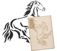 NAKLEO Plantilla para Pintar Paredes Grandes 59x95cm, Caballos Patrón Plástico y Reutilizable, Stencil Manualidades DIY Artesanía Casa Decoración, Piso Madera Tejido Muebles