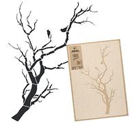 NAKLEO Plantilla Reutilizable Plástico Pared - 43x64cm - Floral Árbol Rama Pájaro - Grande Papel pintado Patrón Pintura DIY Bricolaje Artesanía - Tela Muebles Madera Lienzo