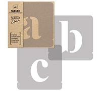 NAKLEO Plantillas de Alfabeto para Pintar Set 42 Piezas, 10cm Letras y Números Times Roman Fuente Pequeña, Stencil Plástico y Reutilizable para Dibujar DIY Artesanía, Pared Suelo Madera Tejido