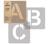 NAKLEO Plantillas de Alfabeto para Pintar Set 42 Piezas, 14cm Letras y Números Modern Sans Fuente Mayúscula, Stencil Plástico y Reutilizable para Dibujar DIY Artesanía, Pared Piso Madera Tejido
