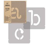 NAKLEO Plantillas de Alfabeto para Pintar Set 42 Piezas, 14cm Letras y Números Typewriter Fuente Pequeña, Stencil Plástico y Reutilizable para Dibujar DIY Artesanía, Pared Piso Madera Tejido