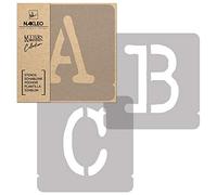 NAKLEO Plantillas de Alfabeto para Pintar Set 42 Piezas, 5cm Letras y Números Typewriter Fuente Mayúscula, Stencil Plástico y Reutilizable para Dibujar DIY Artesanía, Pared Piso Madera Tejido