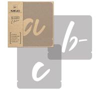 NAKLEO Plantillas de Alfabeto para Pintar Set 42 Piezas, 7cm Letras y Números Escribir a Mano Fuente Pequeña, Stencil Plástico y Reutilizable para Dibujar DIY Artesanía, Pared Piso Madera Tejido