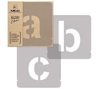 NAKLEO Plantillas de Alfabeto para Pintar Set 42 Piezas, 7cm Letras y Números Modern Sans Fuente Pequeña, Stencil Plástico y Reutilizable para Dibujar DIY Artesanía, Pared Piso Madera Tejido