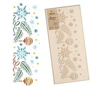 NAKLEO Plantillas de Borde de Navidad para Pintar 21x45cm, Copo de Nieve Patrón, Stencil Navideñas Plástico y Reutilizable para Spray de Nieve y Dibujar, DIY Decoración Ventana Puerta Pared Madera