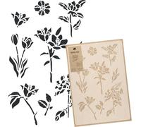 NAKLEO Plantillas de Flores para Pintar Paredes Grandes 59x95cm, Flores del Campo Modelo Plástico y Reutilizable, Stencil de Dibujo DIY Artesanía Casa Decoración, Suelo Madera Tejido Muebles