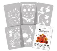 NAKLEO Plantillas de Halloween para Pintar, 5 Piezas 21x30cm Calabaza Árbol Gato Bruja Murciélago, Patrónes Plástico y Reutilizable para Dibujar, Stencil DIY Decoración Ventana Pared Muebles Madera