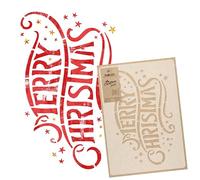 NAKLEO Plantillas de Navidad para Pintar 30x42cm, Merry Christmas Patrón, Stencil Navideñas Plástico y Reutilizable para Spray de Nieve y Dibujar, DIY Arte Decoración Ventana Puerta Pared Madera Papel