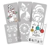 NAKLEO Plantillas de Navidad para Pintar, 5 Piezas 21x30cm Stencil Navideñas, Patrónes Plástico y Reutilizable para Spray de Nieve y Dibujar, DIY Arte Decoración Ventana Puerta Pared Madera Papel