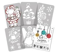 NAKLEO Plantillas de Navidad para Pintar, 5 Piezas 21x30cm Stencil Navideñas, Patrónes Plástico y Reutilizable para Spray de Nieve y Dibujar, DIY Arte Decoración Ventana Puerta Pared Madera Papel